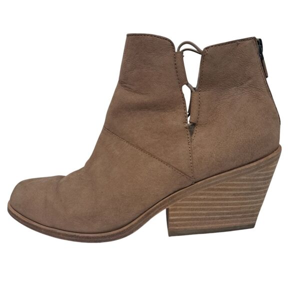 Eileen Fisher Tote Chic Ankle Boots Stacked Heel Size 8.5 Earth Tumbled Nubuck - Picture 4 of 13